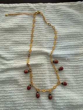 Joan Rivers Gold-Tone Necklace with Red Ladybug Charms